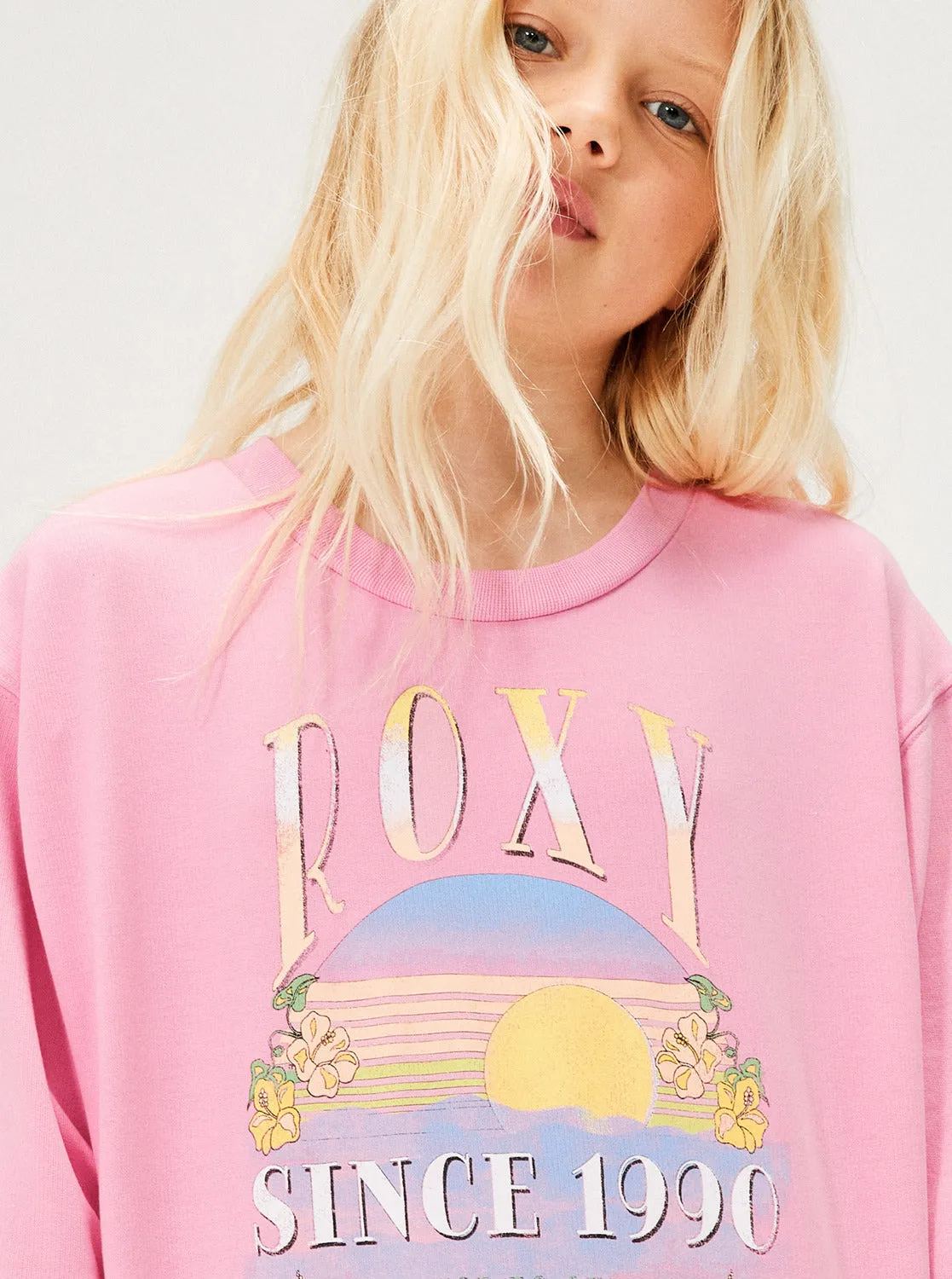 Girls 4-16 Morning Hike A Crew Neck Sweatshirt - Prism Pink sold by Roxy product image thumbnail 3