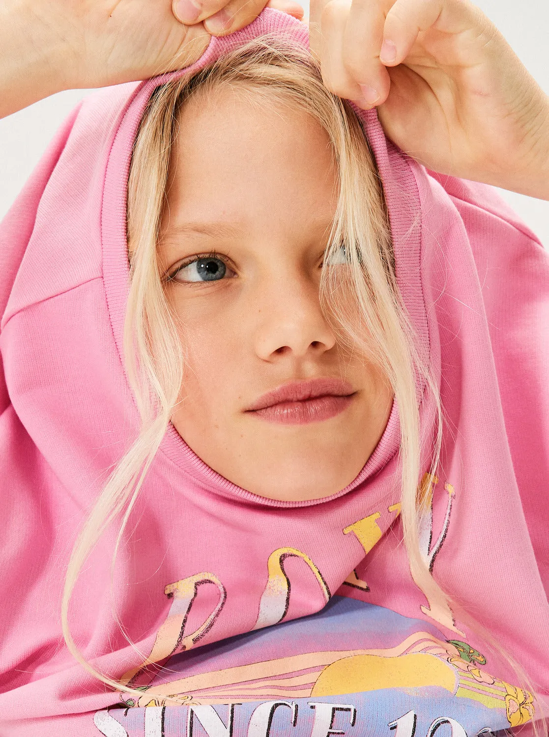 Girls 4-16 Morning Hike A Crew Neck Sweatshirt - Prism Pink sold by Roxy product image thumbnail 5