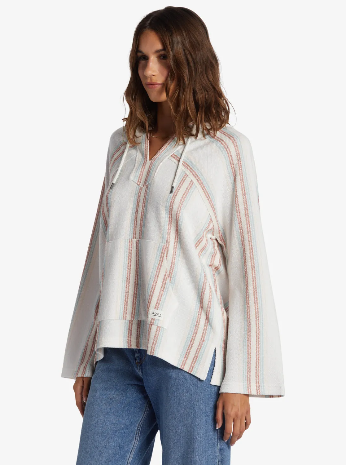 Wild And Free Poncho Style Hoodie - Bonzer Stripe Snow White sold by Roxy product image thumbnail 2