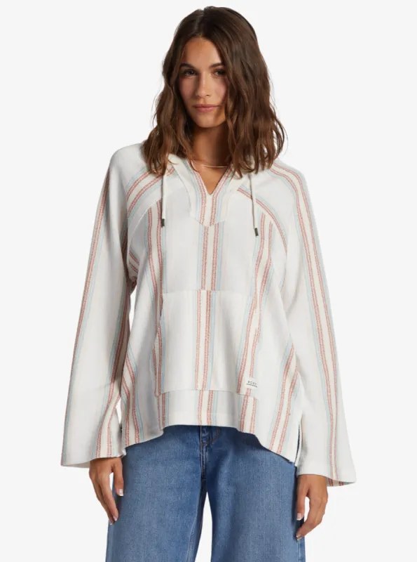 Wild And Free Poncho Style Hoodie - Bonzer Stripe Snow White sold by Roxy