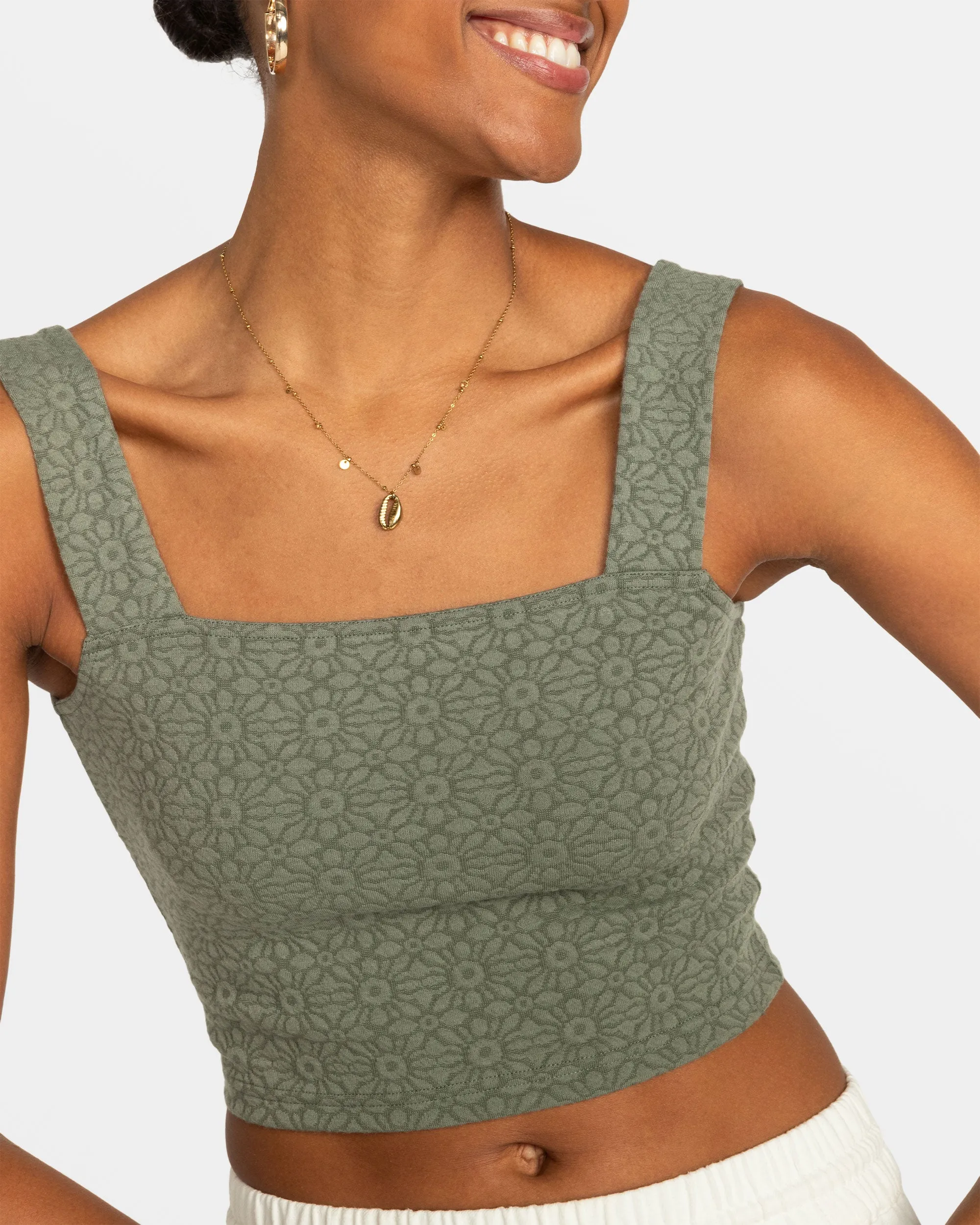 Hibiscus Roja Fitted Tank Top - Agave Green sold by Roxy product image thumbnail 5