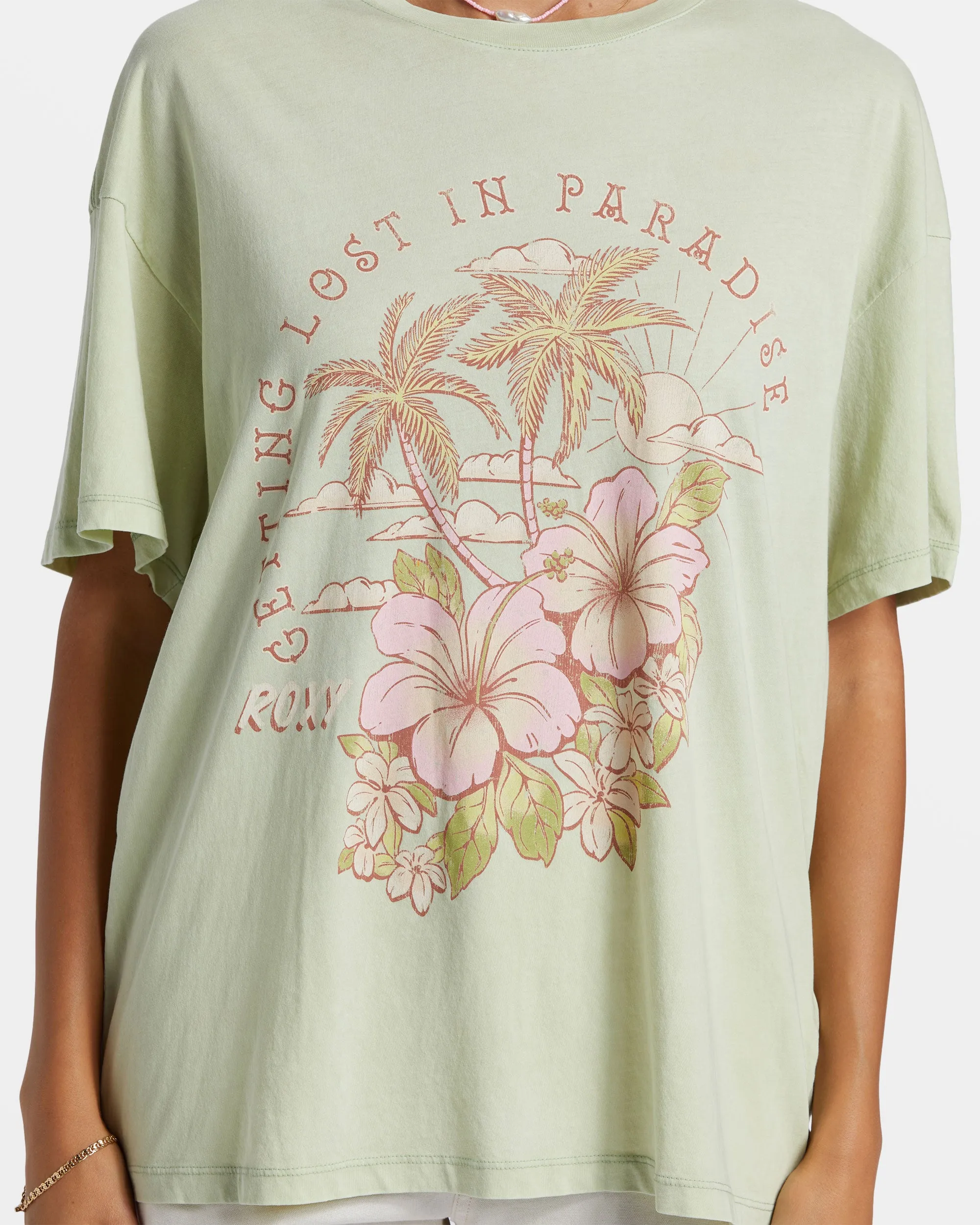 Hibiscus Paradise Oversized Boyfriend T-Shirt - Laurel Green sold by Roxy product image thumbnail 5