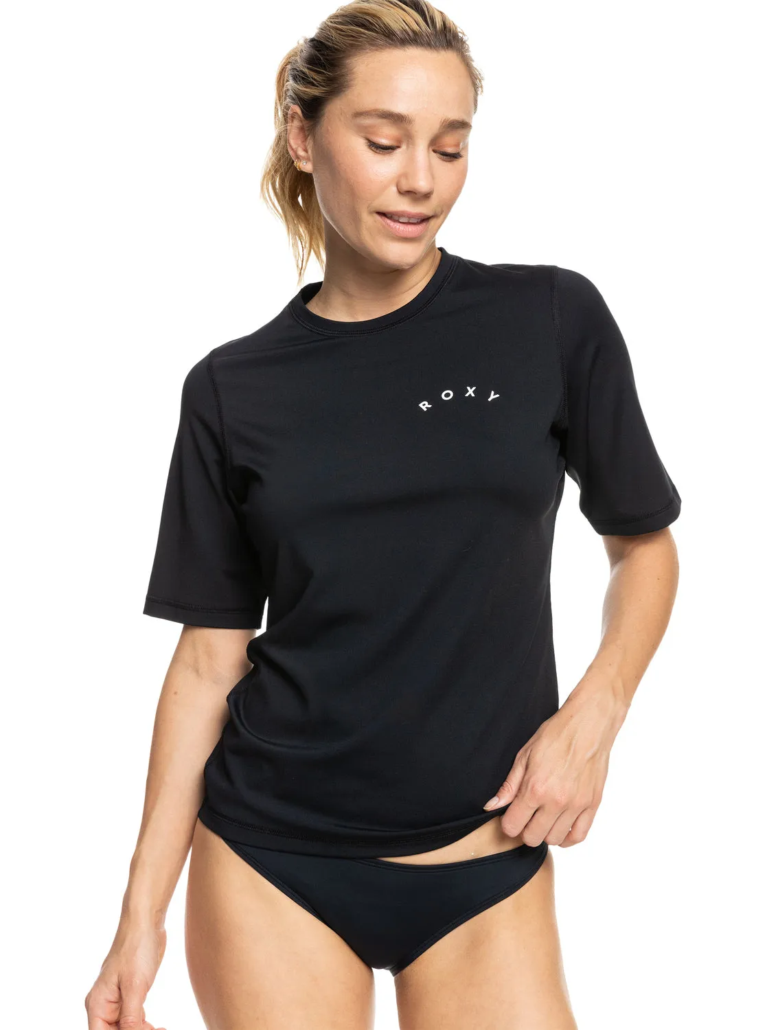 Enjoy Waves Short Sleeve UPF 50 Rashguard - Anthracite sold by Roxy