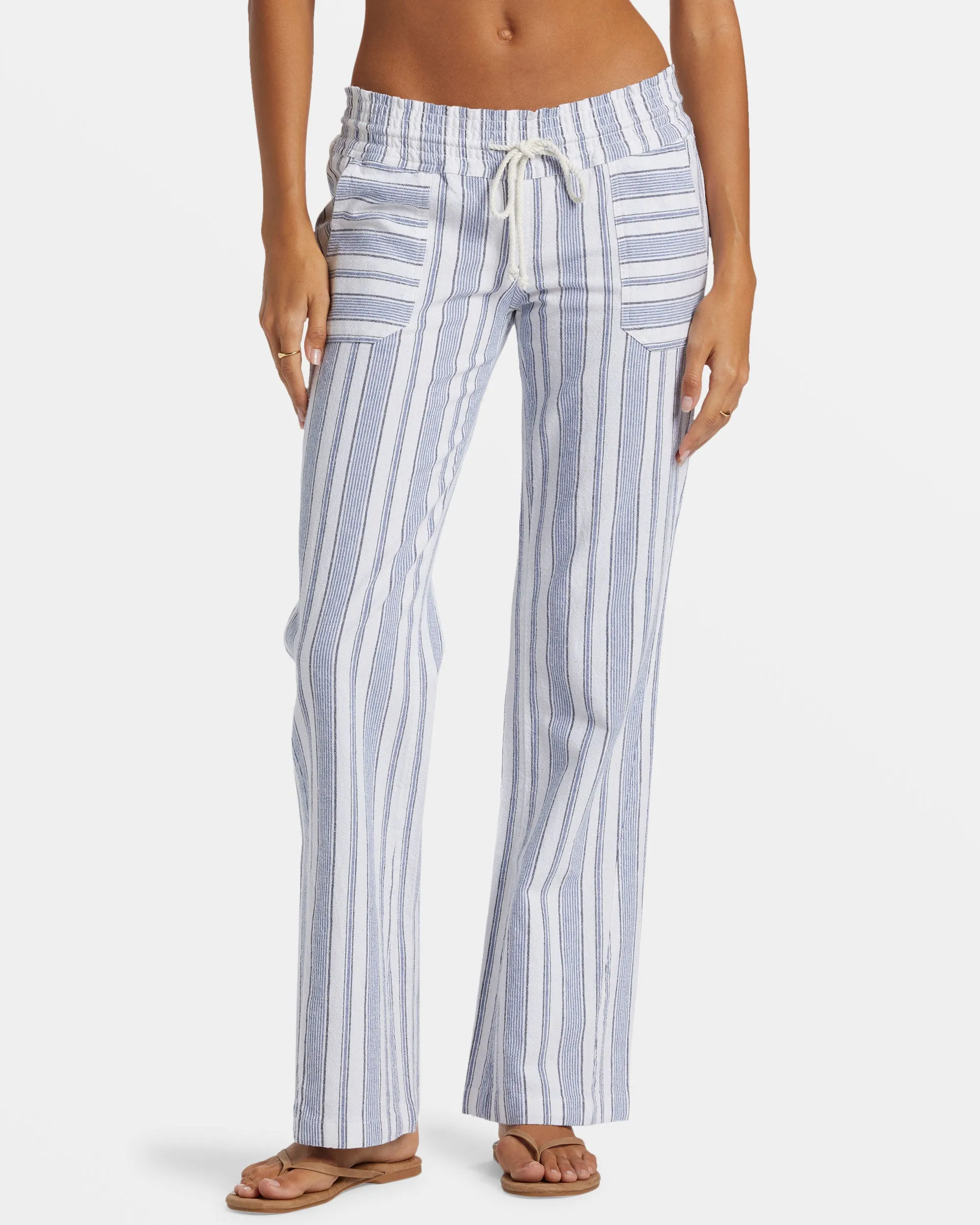 Oceanside Flared Pants - Mood Indigo Beachside Stripe sold by Roxy