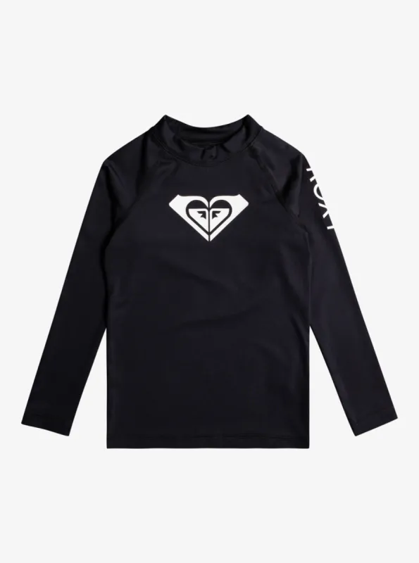 Girls 2-7 Whole Hearted Long Sleeve UPF 50 Rashguard - Anthracite sold by Roxy