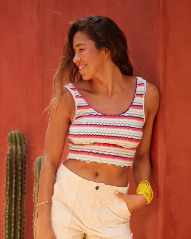Keep It Wavy Printed Ribbed Tank Top - Brazilian Sand Paraiso Stripe made by Roxy