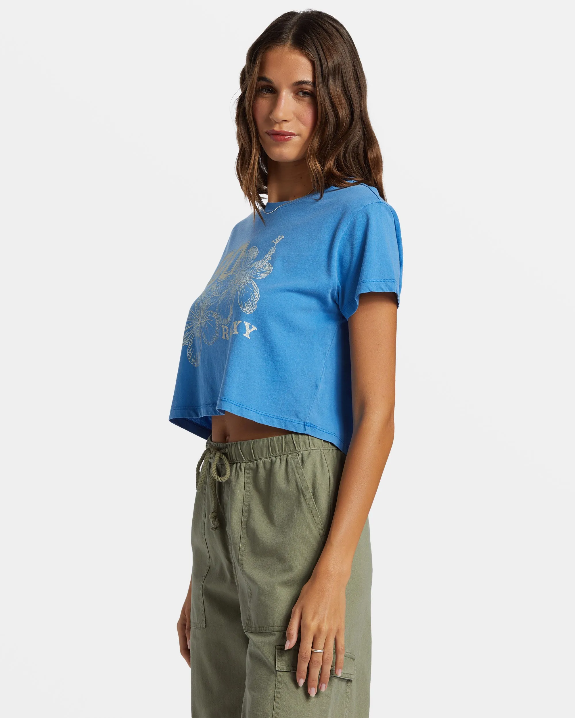Hibiscus Collegiate Cropped T-Shirt - Campanula sold by Roxy product image thumbnail 5
