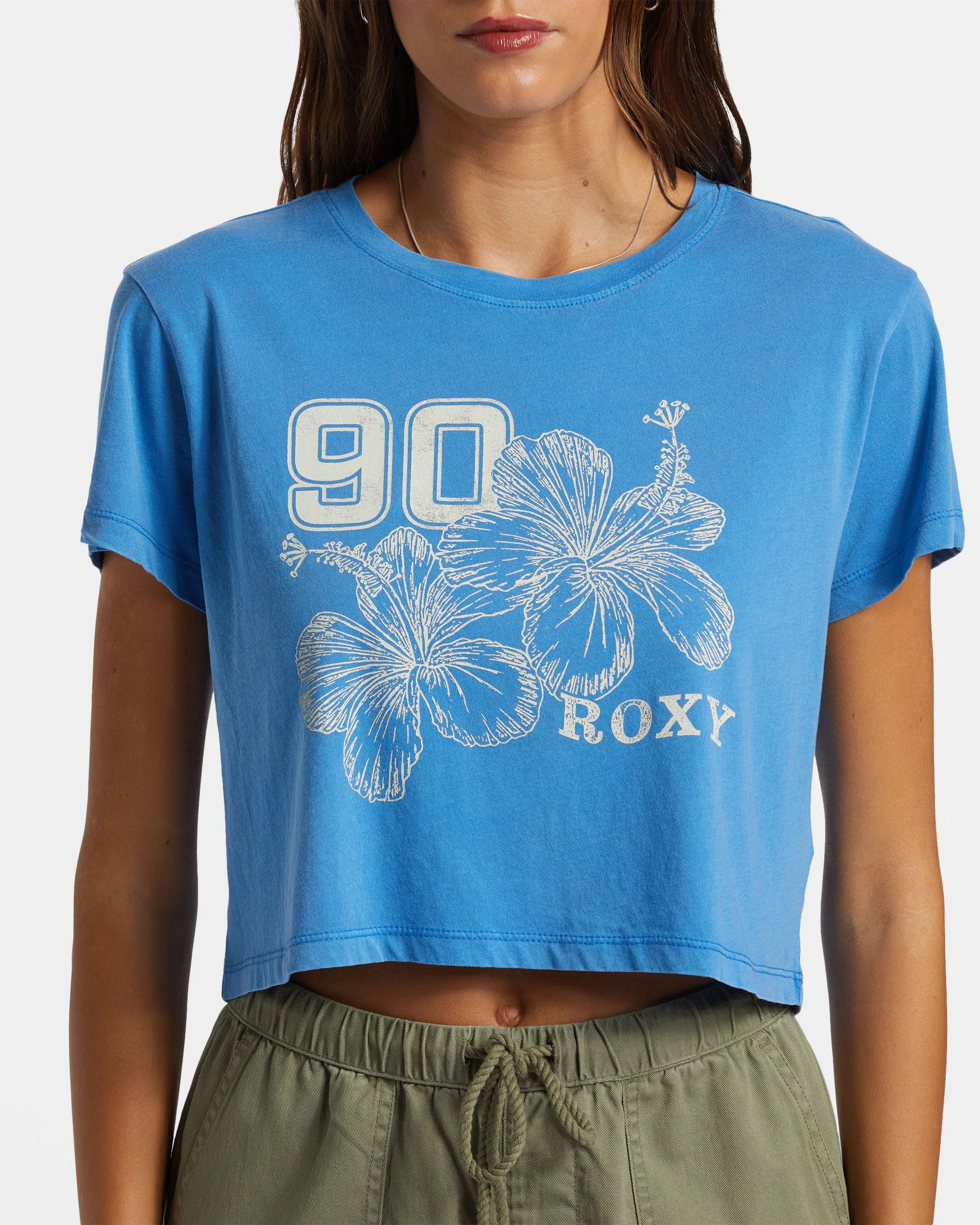 Hibiscus Collegiate Cropped T-Shirt - Campanula sold by Roxy product image thumbnail 2