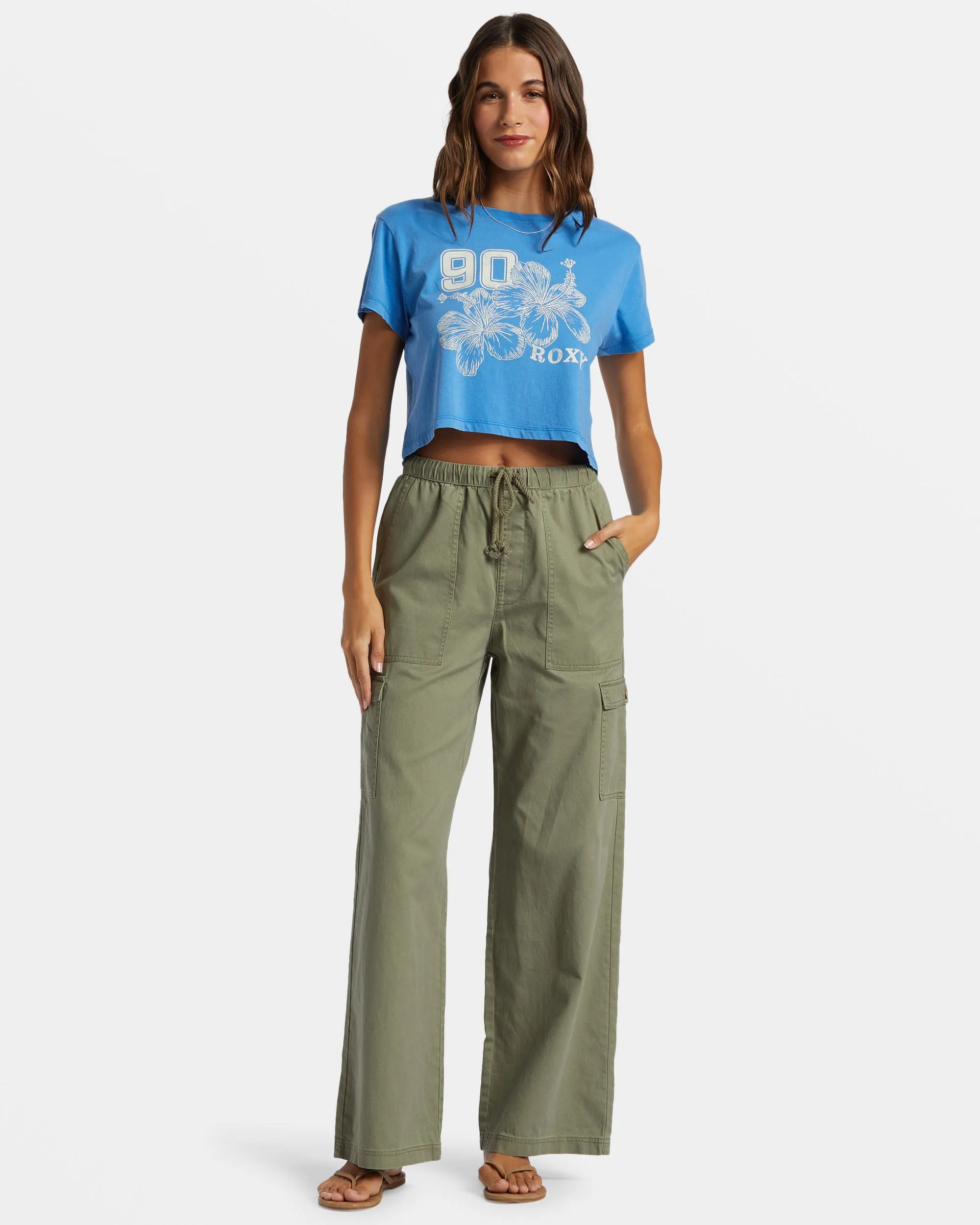 Hibiscus Collegiate Cropped T-Shirt - Campanula sold by Roxy product image thumbnail 4
