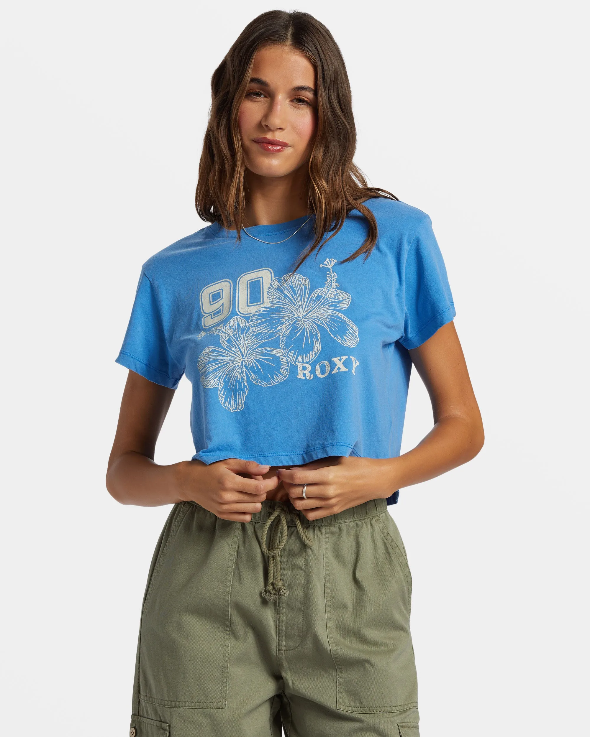 Hibiscus Collegiate Cropped T-Shirt - Campanula sold by Roxy