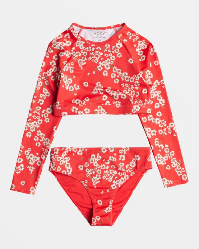 Girls 4-16 Margarita Crop Long Sleeve Rashguard Set - Hibiscus Margarita sold by Roxy