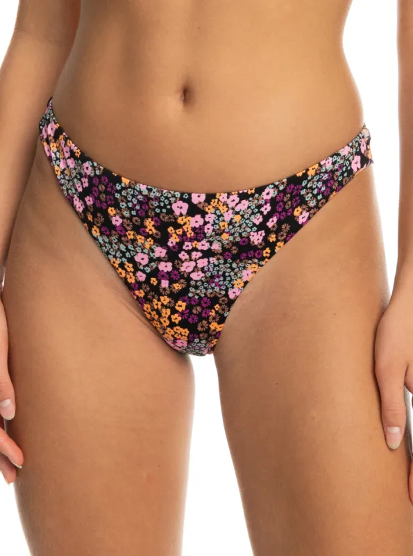 Printed Beach Classics Cheeky Bikini Bottom - Anthracite Floral Daze sold by Roxy