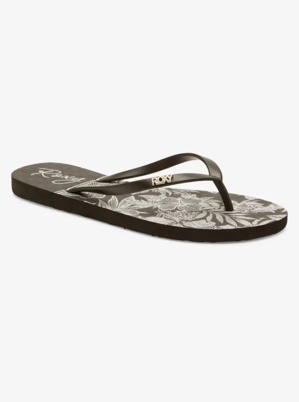 Viva Stamp Flip-Flops - Black/White sold by Roxy