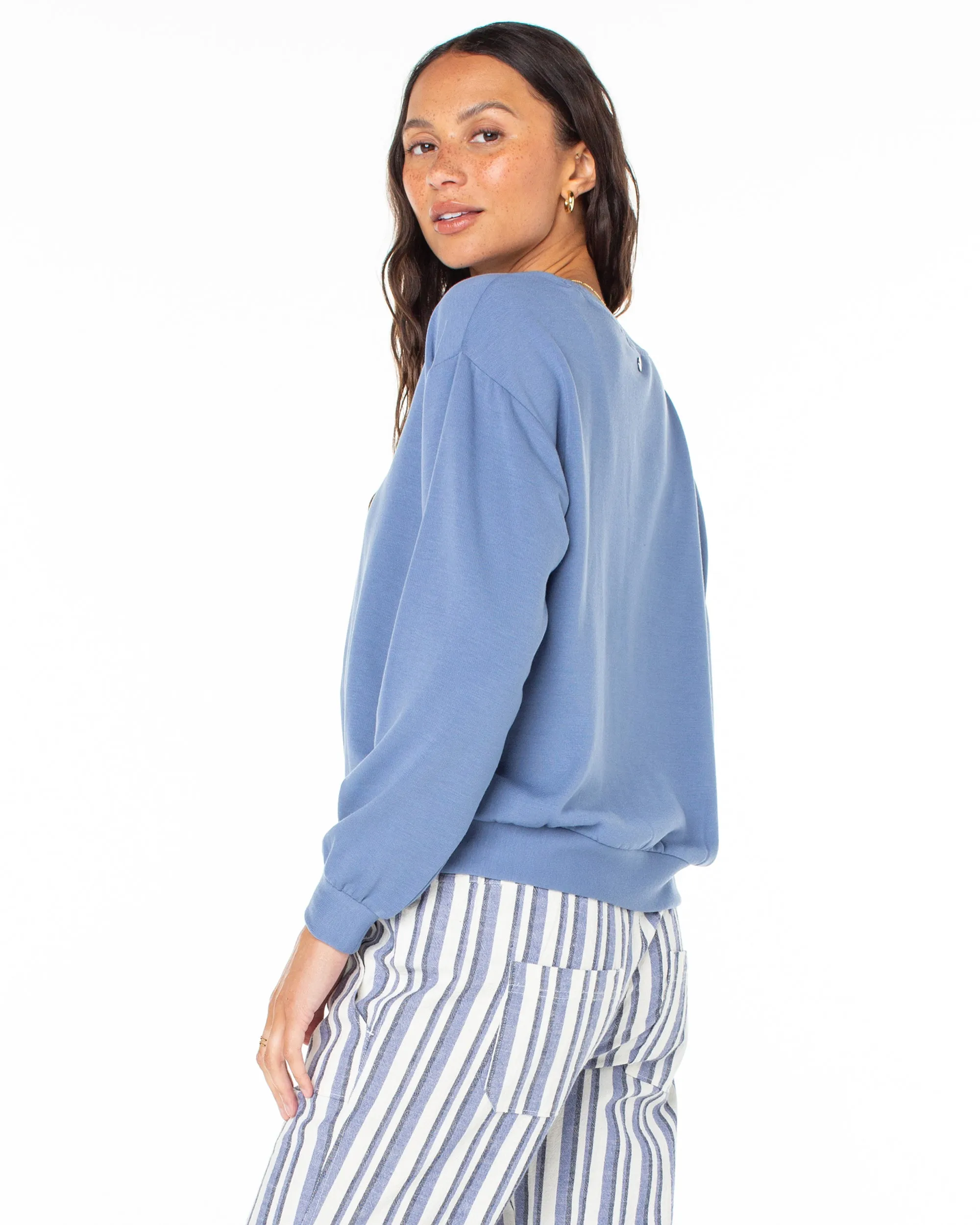 Surfing By Moonlight Pullover Sweatshirt - Infinity Blue sold by Roxy product image thumbnail 5
