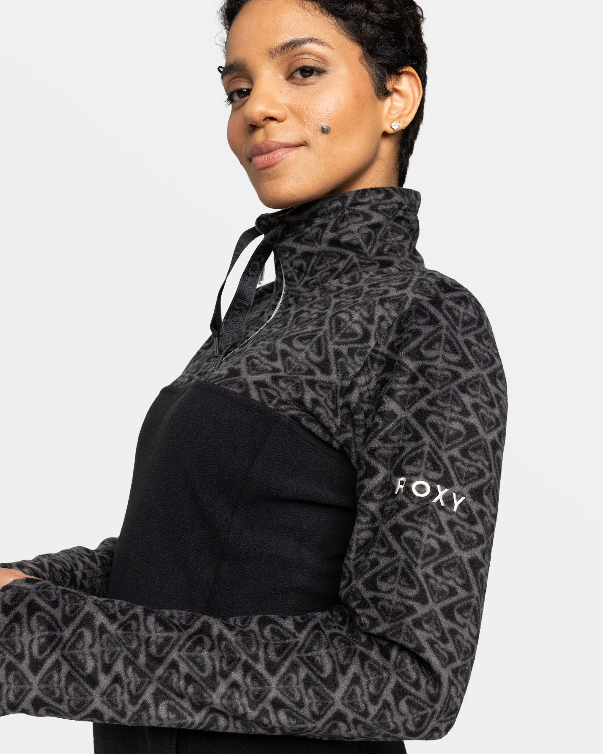 Sayna Half Zip Polar Pullover - True Black Roxygram Tonal sold by Roxy product image thumbnail 4