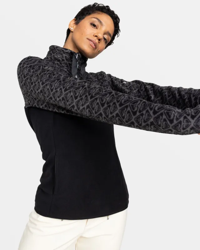 Sayna Half Zip Polar Pullover - True Black Roxygram Tonal sold by Roxy