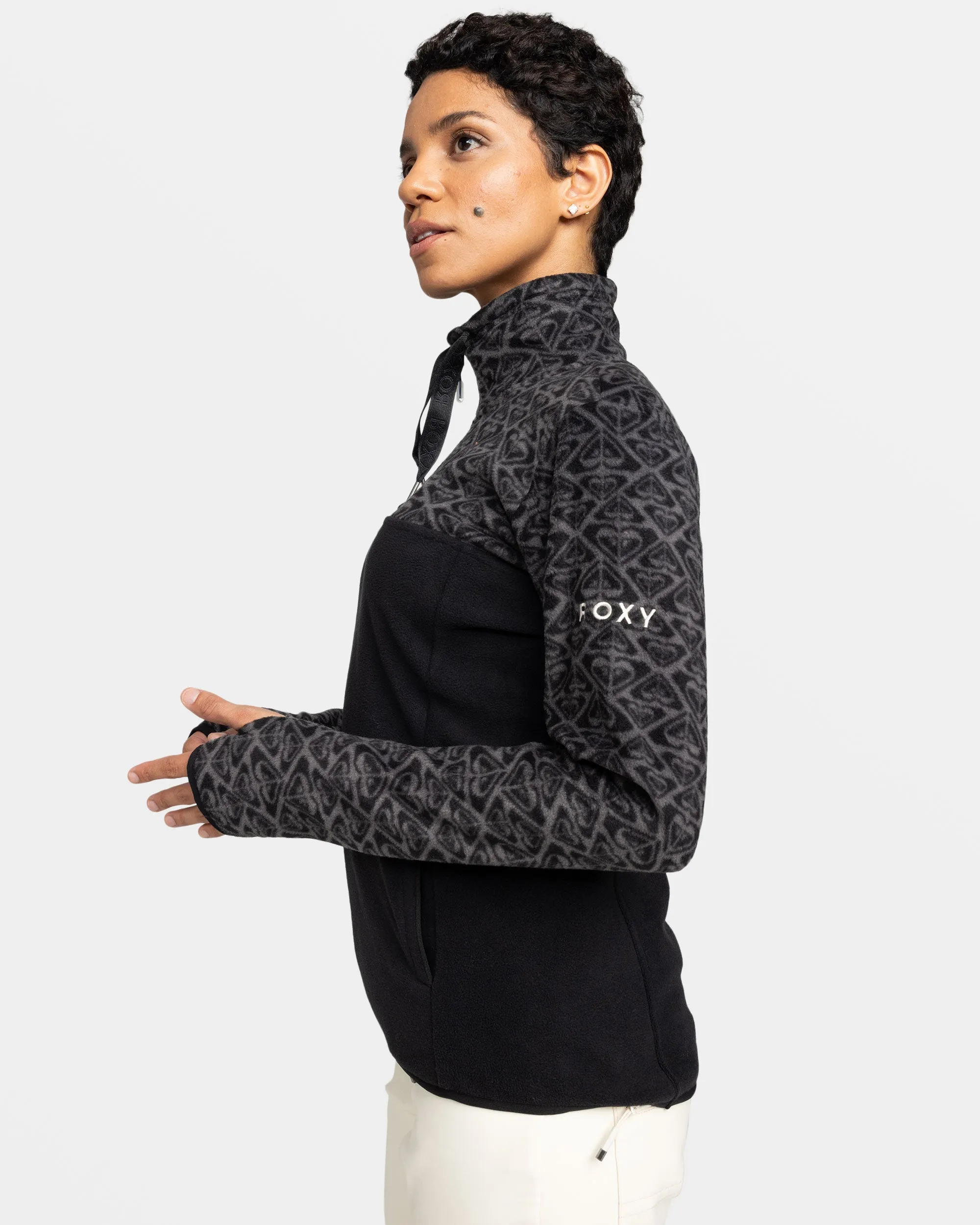 Sayna Half Zip Polar Pullover - True Black Roxygram Tonal sold by Roxy product image thumbnail 5