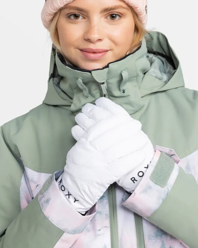 Roxy Jetty Solid Insulated Snowboard/Ski Gloves - Bright White sold by Roxy