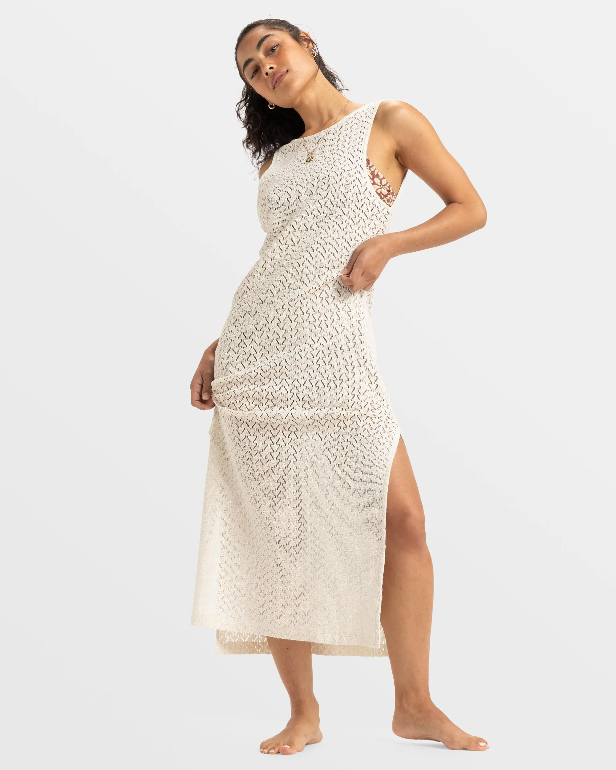 Playa Mood Crochet Long Dress - Egret sold by Roxy product image thumbnail 3