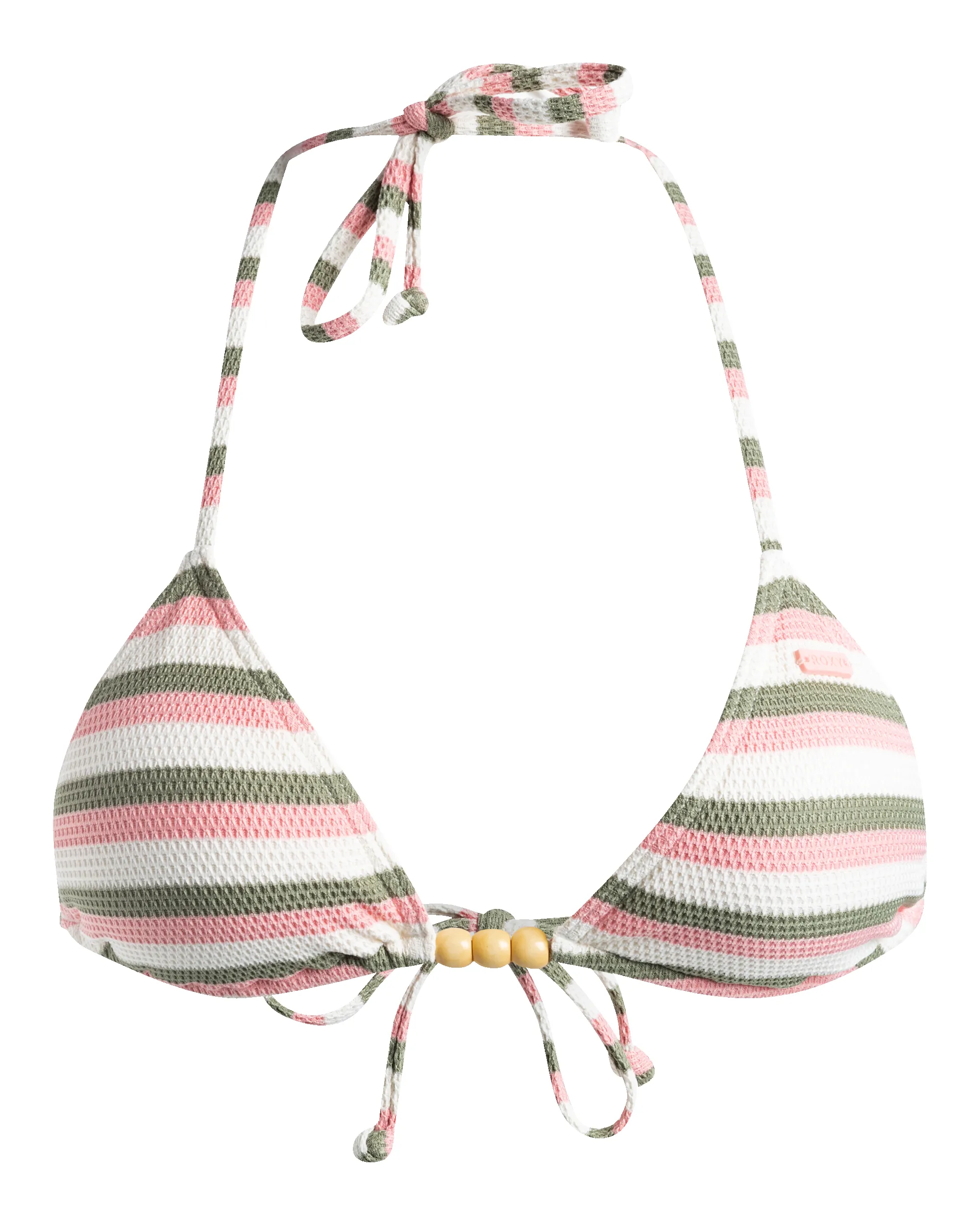 Saidia Tiki Tri Bikini Top - Parchement Wave Runner Stripe sold by Roxy