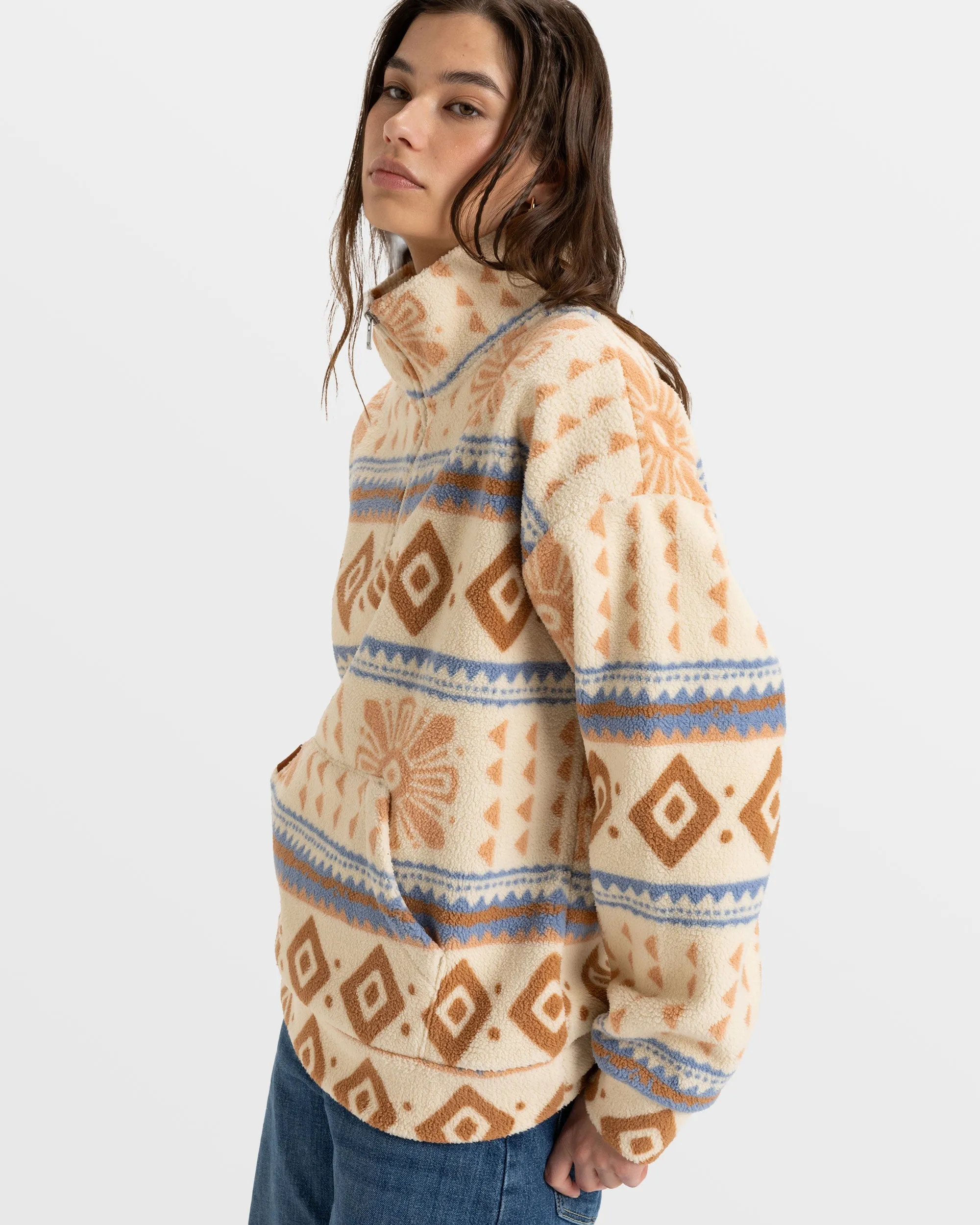 Live Out Loud Half Zip Polar Pullover - Parchement Morockin Crush Smal sold by Roxy product image thumbnail 3