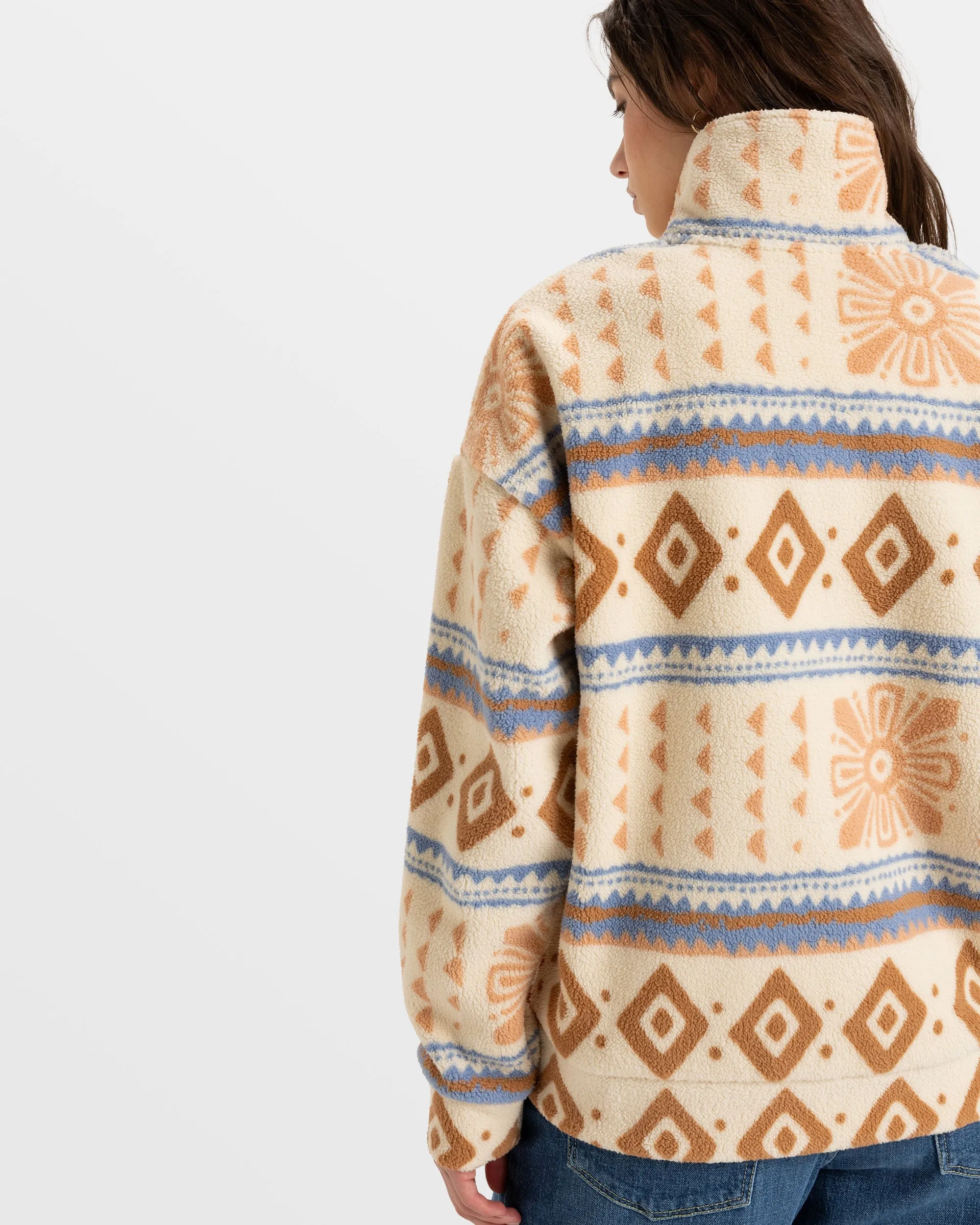 Live Out Loud Half Zip Polar Pullover - Parchement Morockin Crush Smal sold by Roxy product image thumbnail 5