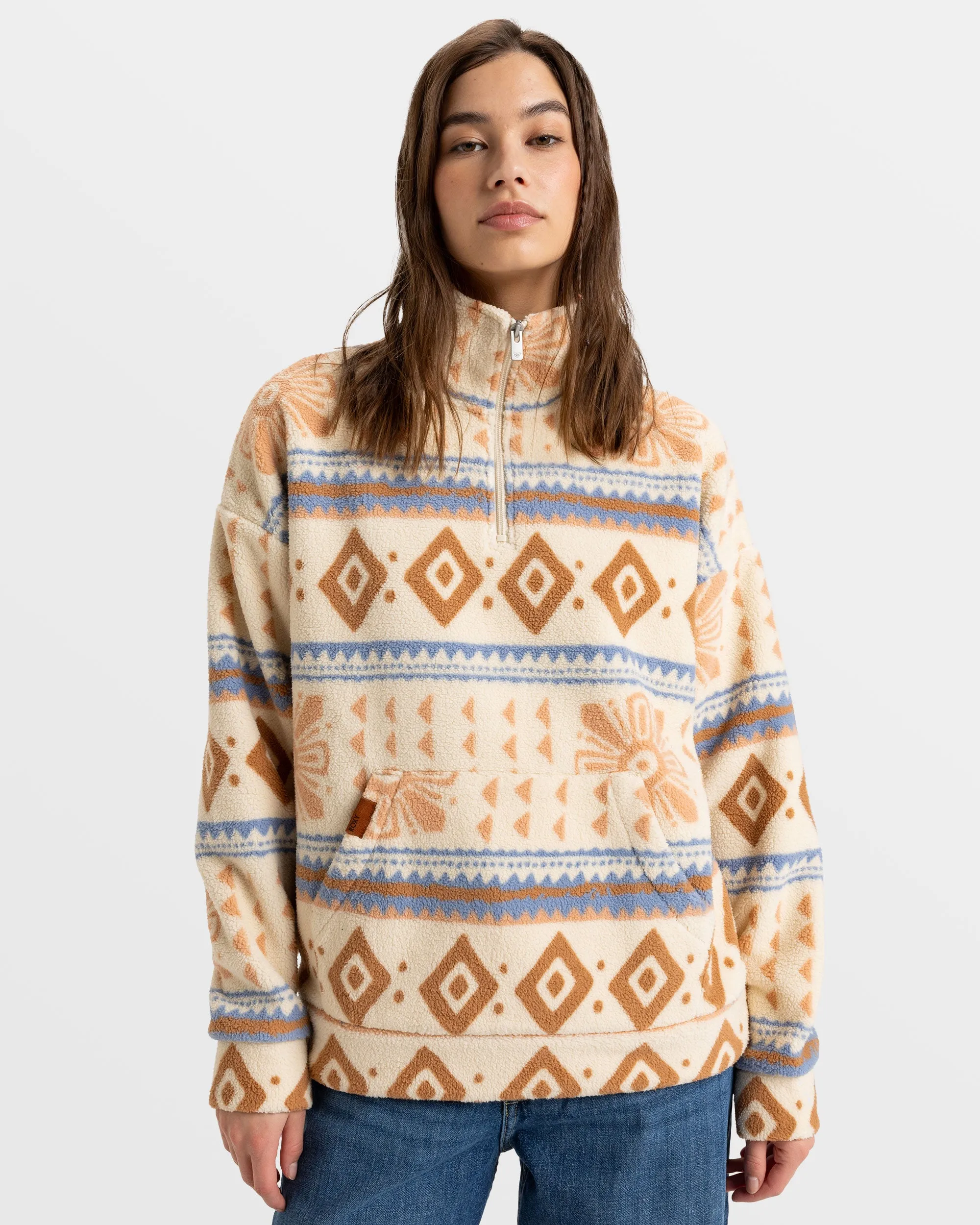 Live Out Loud Half Zip Polar Pullover - Parchement Morockin Crush Smal sold by Roxy product image thumbnail 4