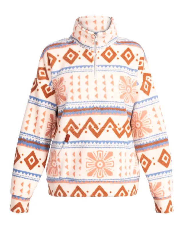 Live Out Loud Half Zip Polar Pullover - Parchement Morockin Crush Smal sold by Roxy