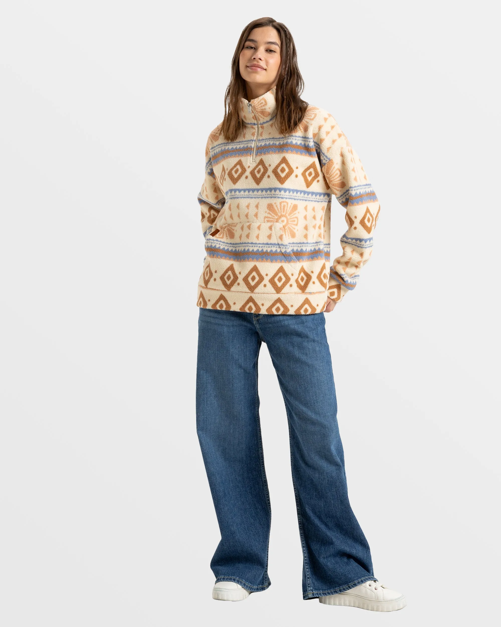 Live Out Loud Half Zip Polar Pullover - Parchement Morockin Crush Smal sold by Roxy product image thumbnail 2