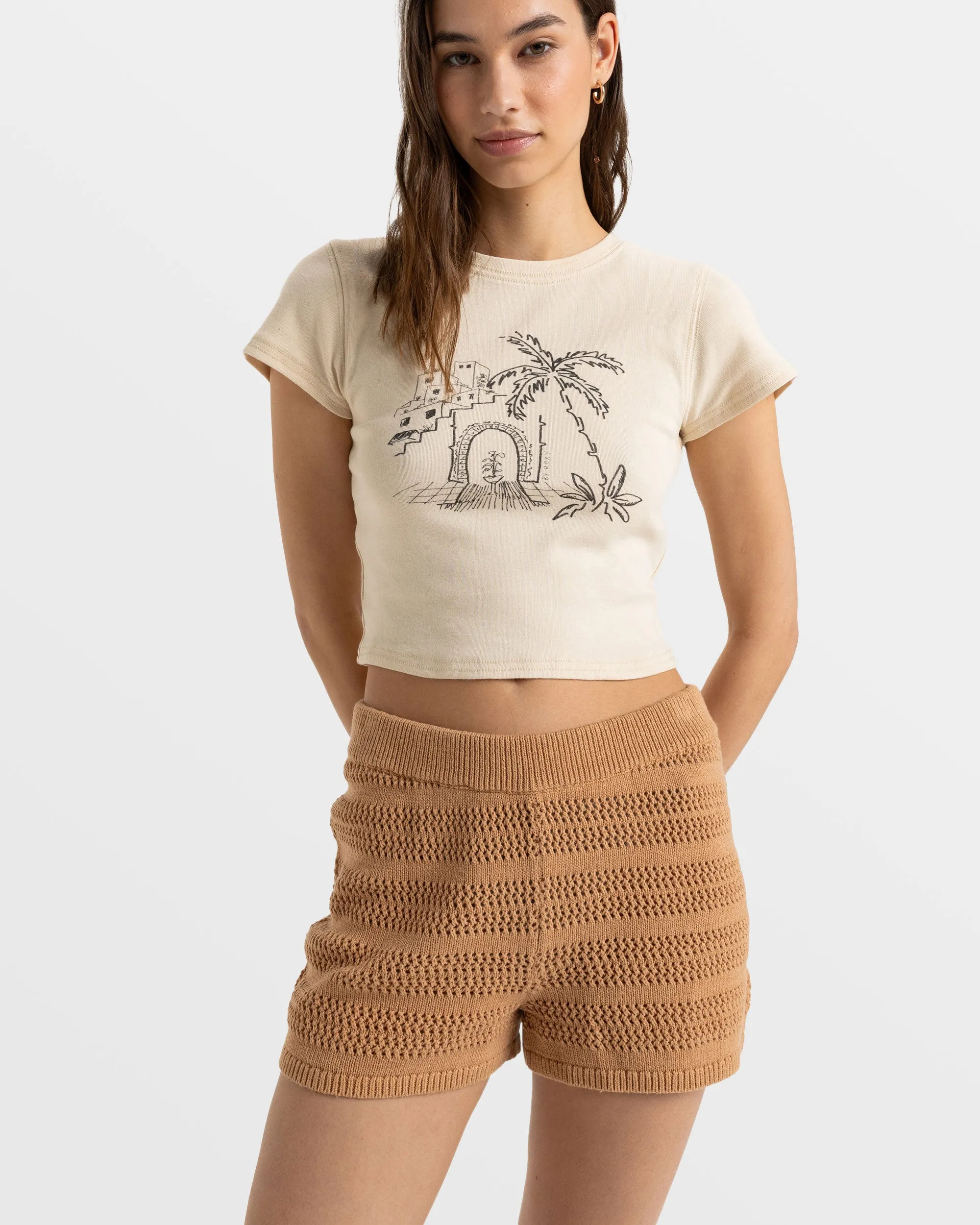 Spicy Vibes Elastic Waist Shorts - Camel sold by Roxy product image thumbnail 4