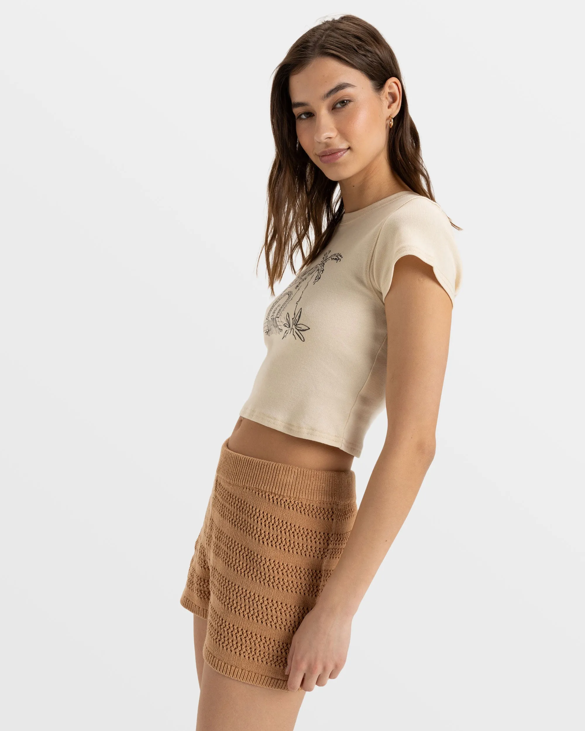 Spicy Vibes Elastic Waist Shorts - Camel sold by Roxy product image thumbnail 3