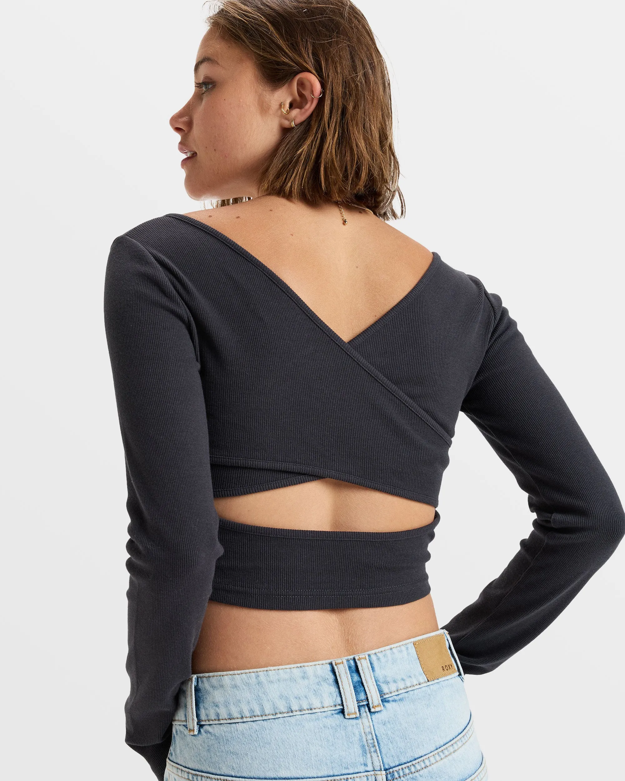 Good Keepsake Long Sleeve Crop Top - Phantom sold by Roxy product image thumbnail 4