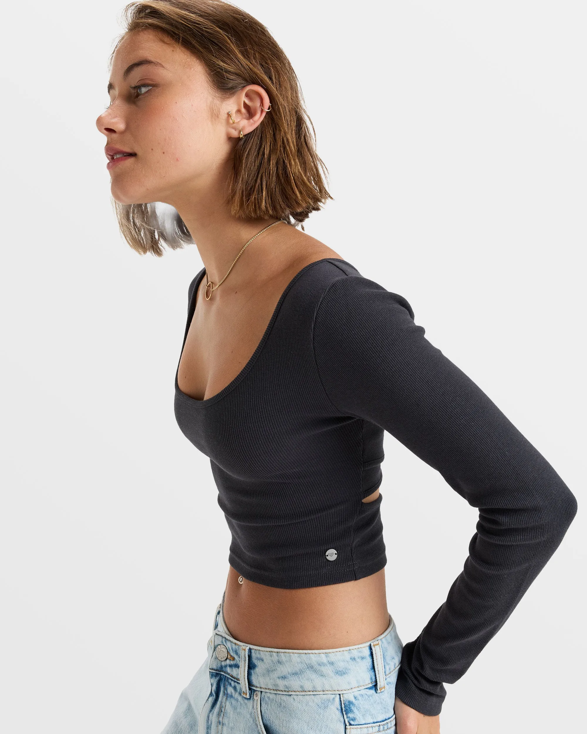 Good Keepsake Long Sleeve Crop Top - Phantom sold by Roxy product image thumbnail 2