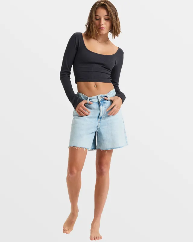 Good Keepsake Long Sleeve Crop Top - Phantom sold by Roxy