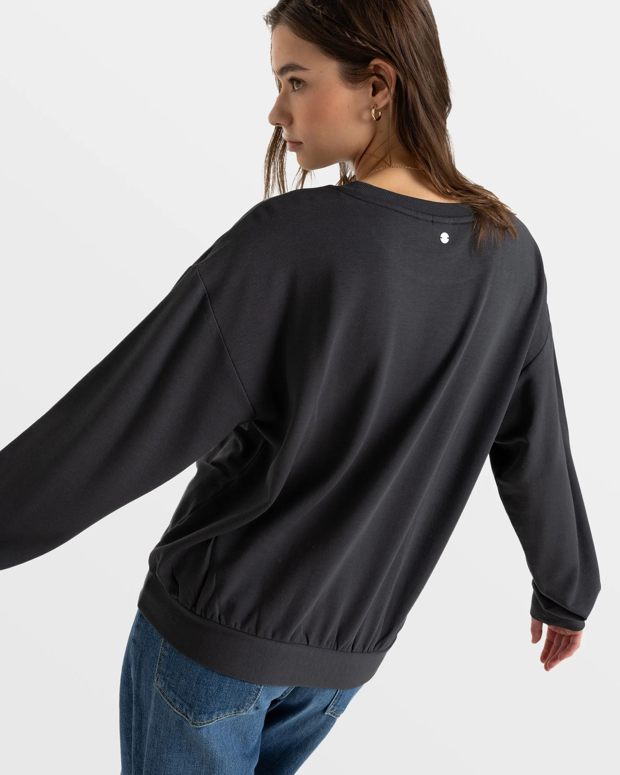 Surfing By Moonlight Pullover Sweatshirt - Phantom sold by Roxy product image thumbnail 4