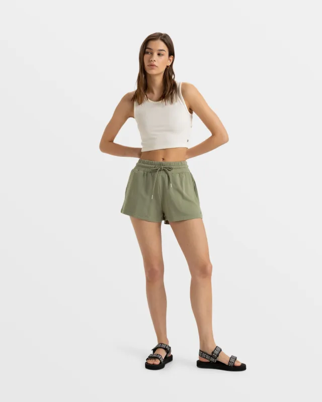 Surfing By Moonlight Elastic Waist Shorts - Oil Green sold by Roxy