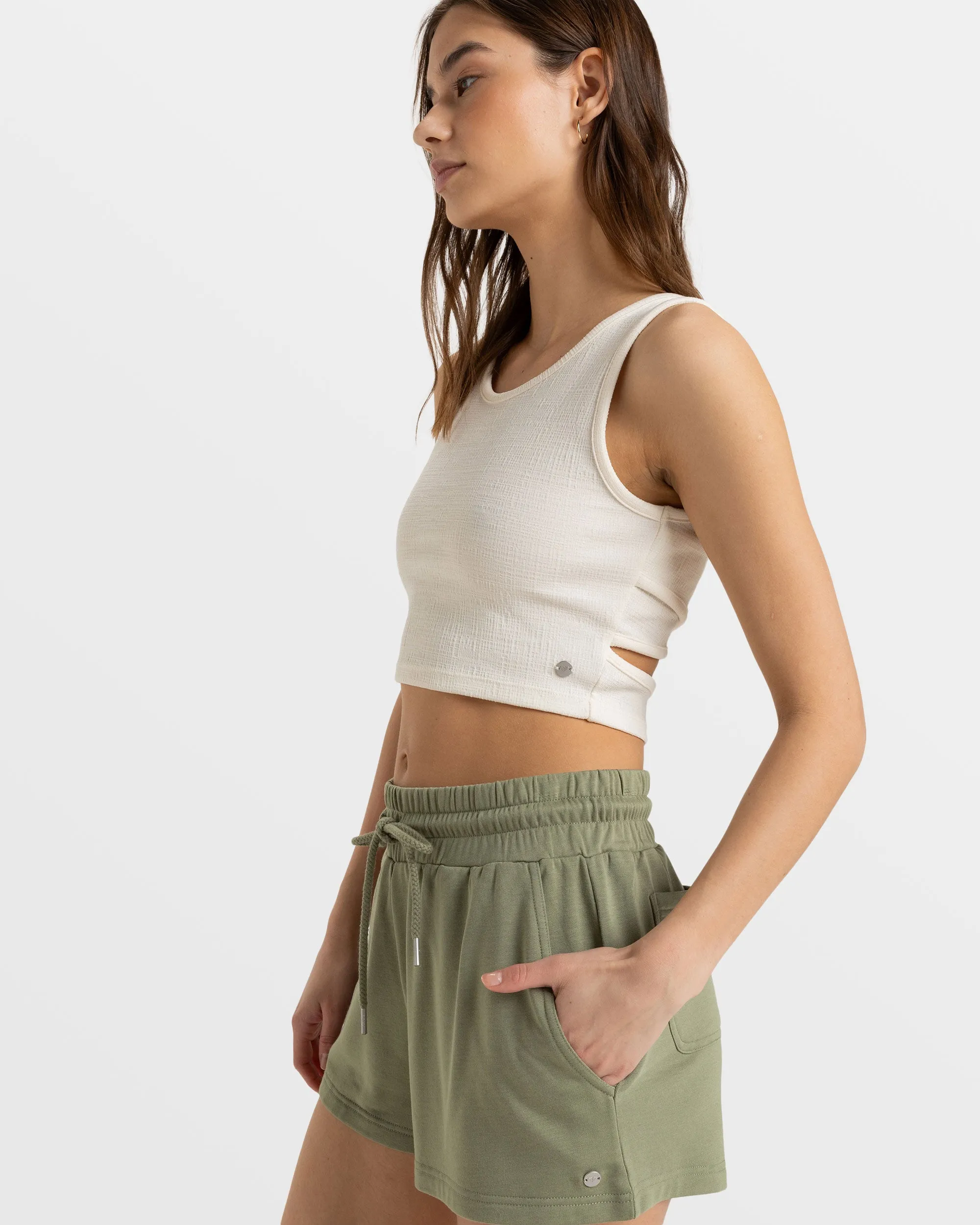 Surfing By Moonlight Elastic Waist Shorts - Oil Green sold by Roxy product image thumbnail 2