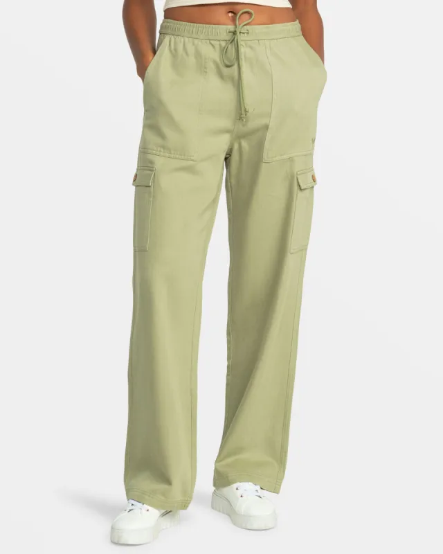 Precious Cargo Twill High Waisted Pants - Oil Green sold by Roxy