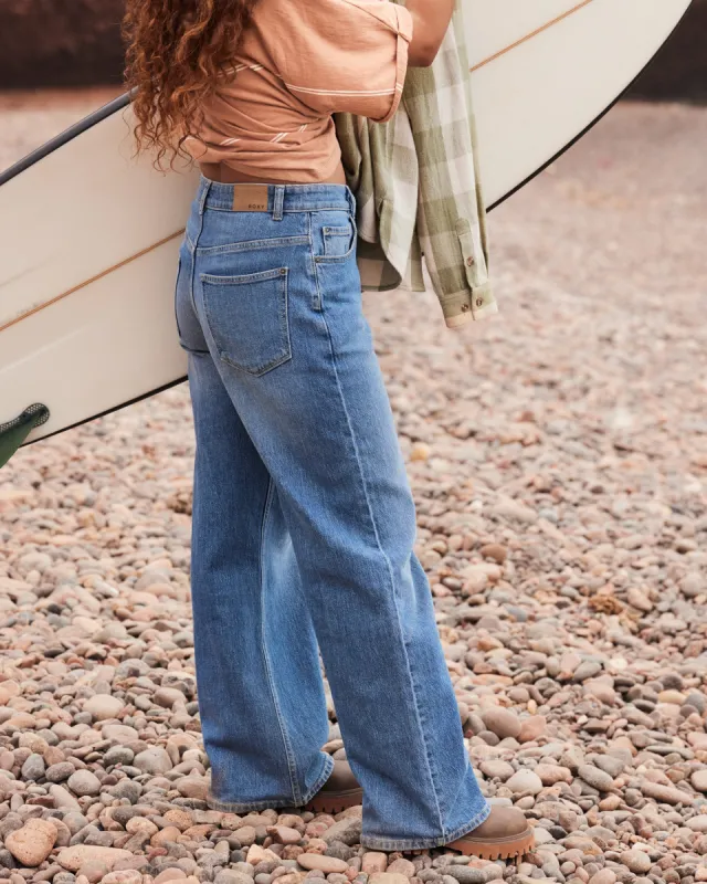 Surf On Cloud Wide Leg Jeans - Medium Blue sold by Roxy