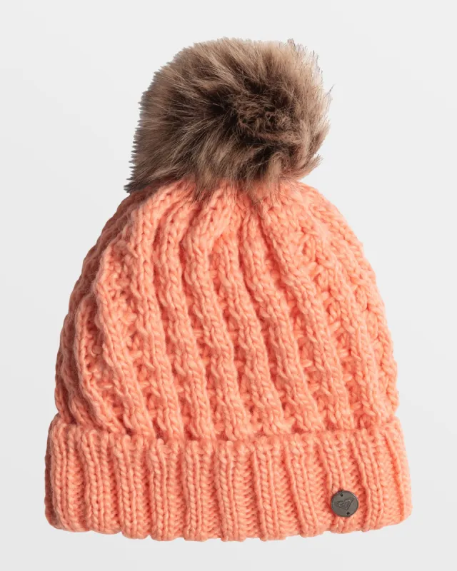 Girls Blizzard Cuff Beanie - Peach Pink sold by Roxy