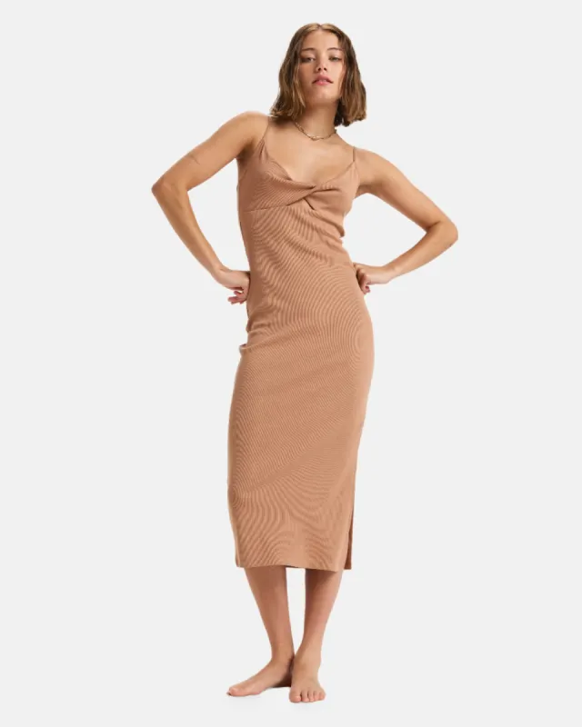 Wavey Lady Midi Dress - Camel sold by Roxy