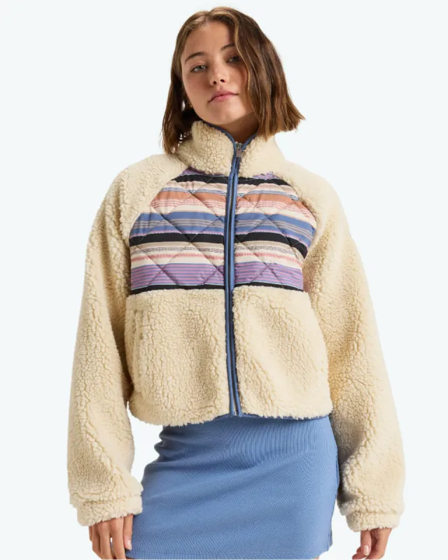 Clear Sky Full Zip Polar Jacket - Parchment made by Roxy