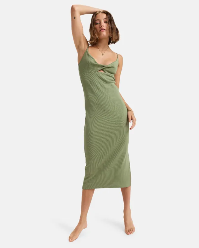 Wavey Lady Midi Dress - Oil Green sold by Roxy