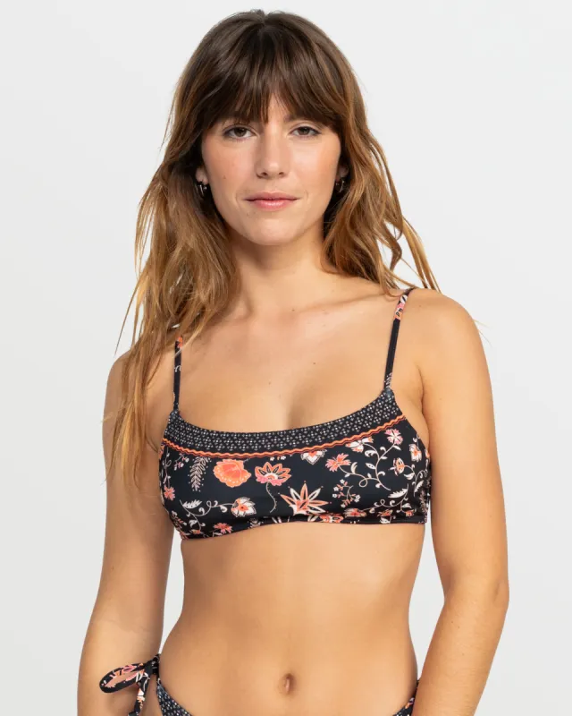 Kerala Bralette Bikini Top - Anthracite Kerala Border made by Roxy