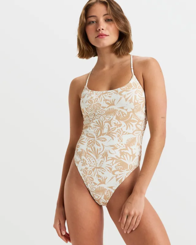 Palm Palm One-Piece Swimsuit - Ginger Root Suntrip sold by Roxy