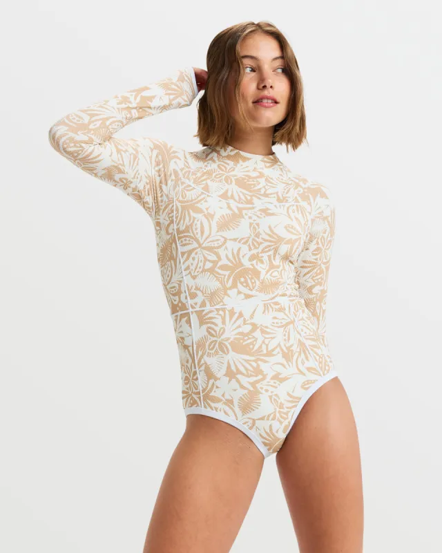 Palm Palm Long Sleeve One-Piece Swimsuit - Ginger Root Suntrip sold by Roxy