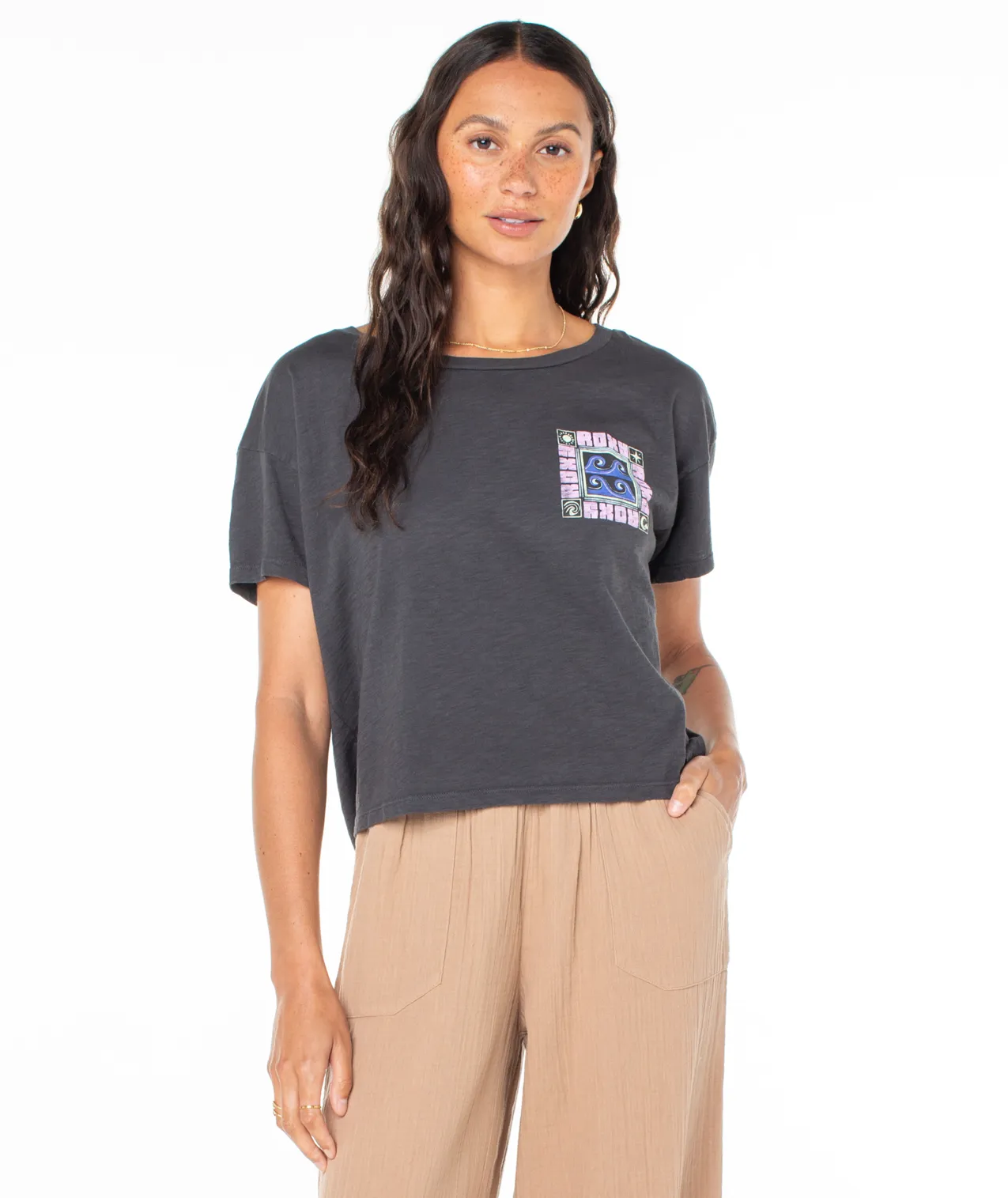 Wave Block T-Shirt - Phantom sold by Roxy product image thumbnail 4