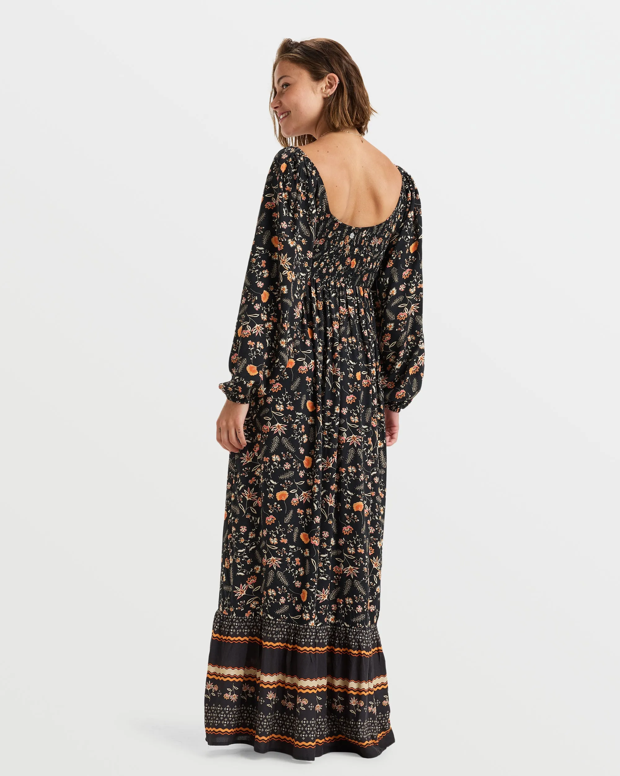 Holidaze Tie Front Maxi Dress - Anthracite Kerala Border sold by Roxy product image thumbnail 2
