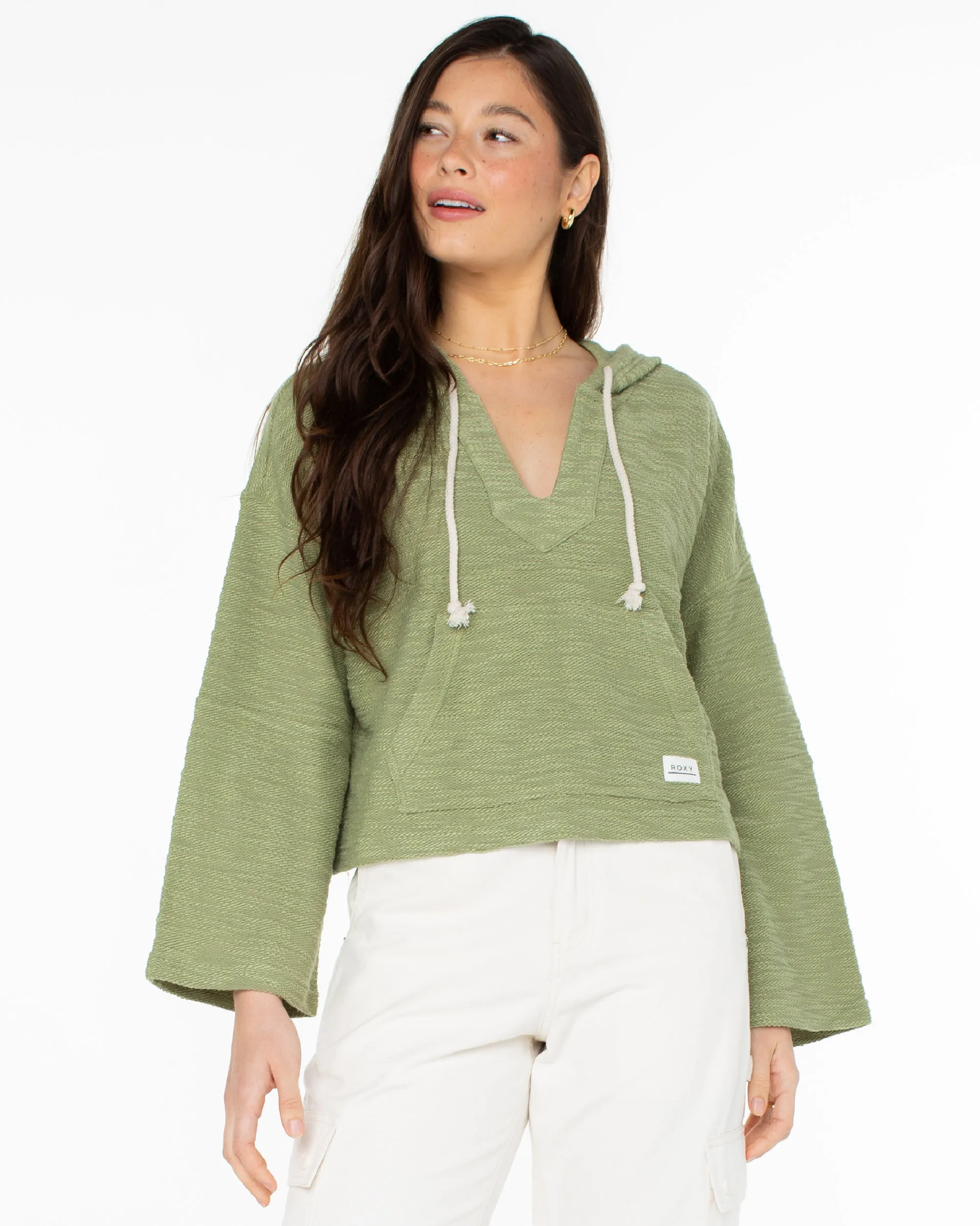Rich Coast Cropped Hoodie - Oil Green sold by Roxy