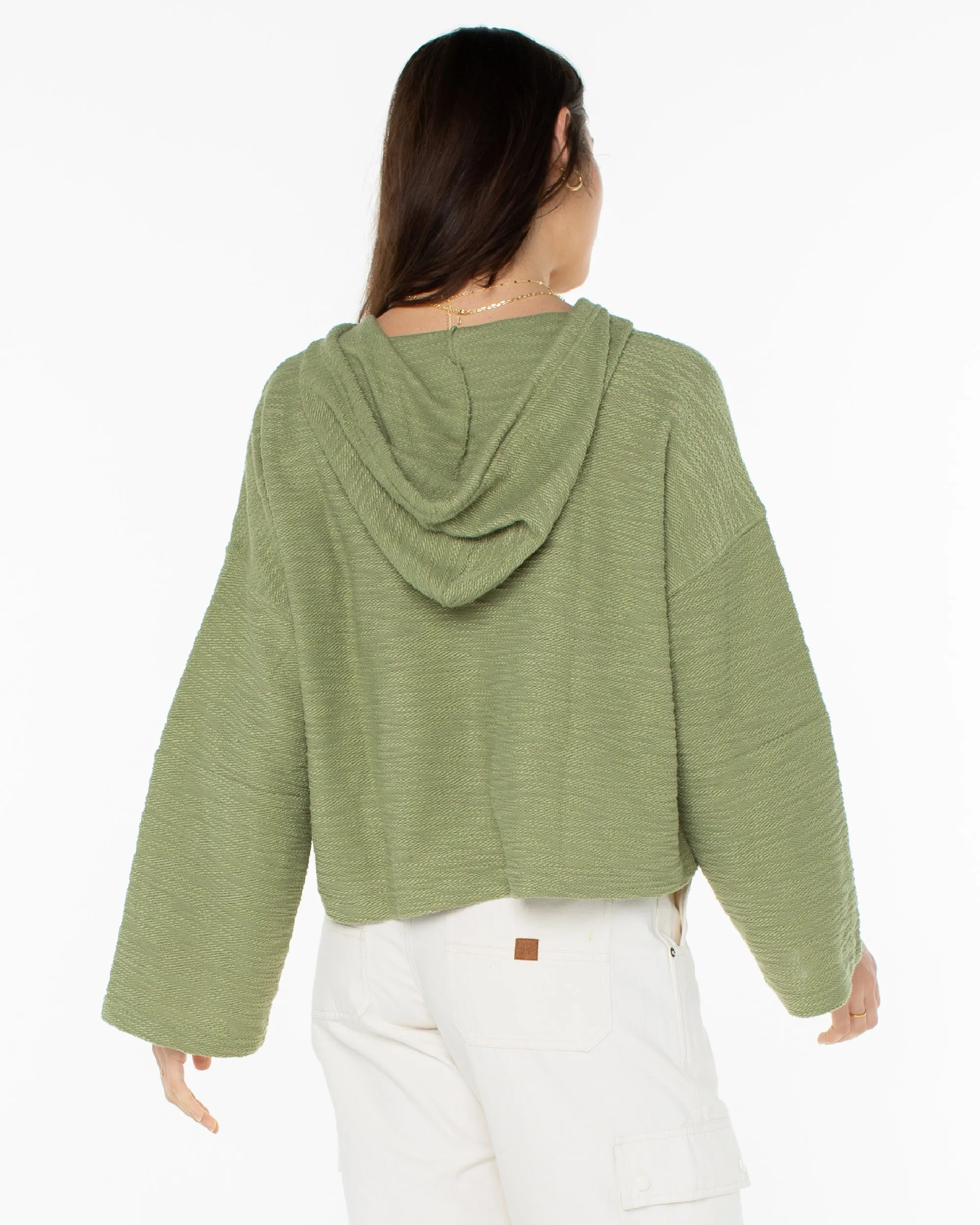 Rich Coast Cropped Hoodie - Oil Green sold by Roxy product image thumbnail 2